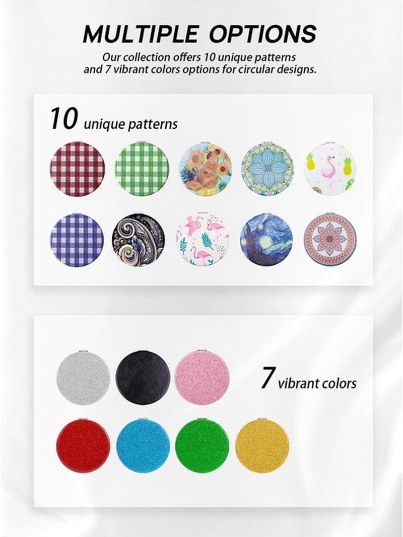 OMIRO 1X/10X(300R) Magnifying Compact Mirror with PU Leather, Ultra-Portable for Purses and Travel, Round Green