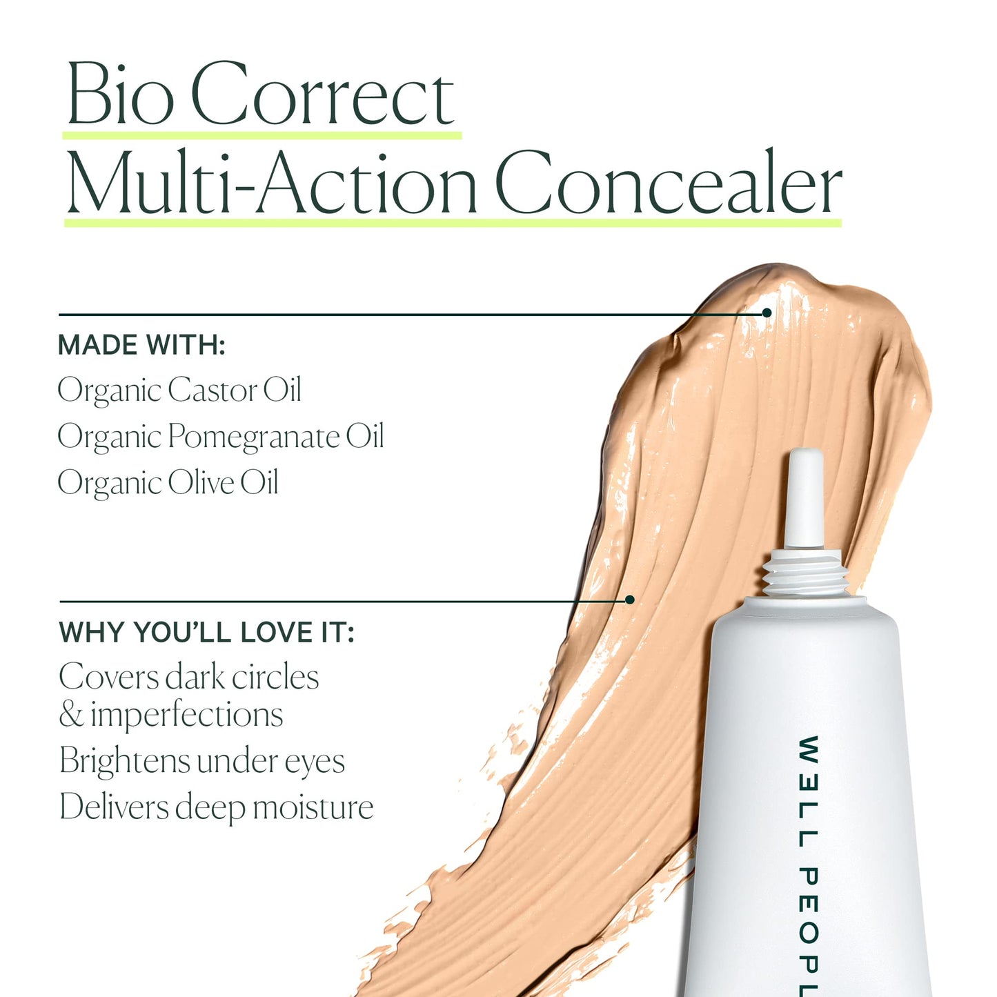 Well People Bio Correct Concealer, Full-coverage, Nourishing Liquid Concealer For Concealing & Correcting, Hydrating Formula, Vegan & Cruelty-free,17N