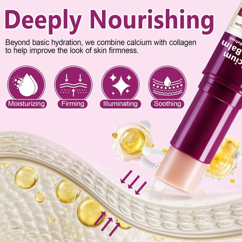 Calcium Enriched Multi Balm Stick, Collagen Moisturizing Stick, Nourishing Calcium Volume Multi-Purpose Balm, Skin Care All In One for Face, Eyes, Neck, Hydrating & Firming For All Skin Type 9g(3)