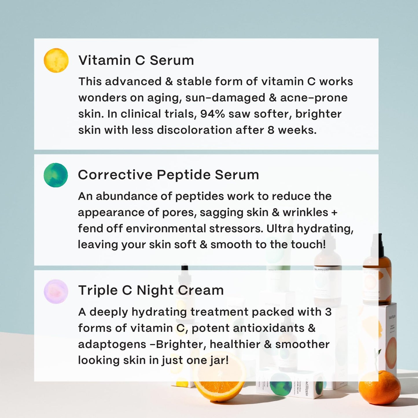 Mad Hippie Holiday Bag, Skin Care Travel Set – Vitamin C Serum, Corrective Peptide Serum, Triple C Night Cream (0.5 Oz Ea) + 3 Assorted Sachets, Gifts for Women (7 Piece Set)