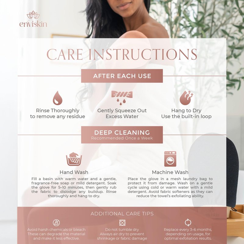 Enviskin Dermaglow Deep Exfoliating Glove - Plant Based Body Exfoliator for Kerotosis Pilaris & Spray Tan Removal -Pink