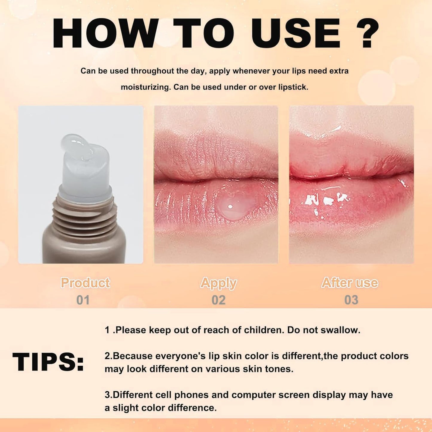 YumSova Summer Lip Gloss Lipstick, Containing Natural Oils And Fruit Extracts, Can Soothe And Soften Dry Lips, Keep Moisture For A Long Time, And Is Not Sticky (Vanilla)