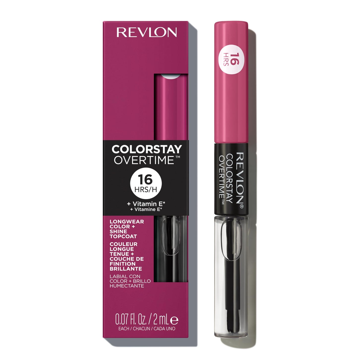 Revlon Liquid Lipstick with Clear Lip Gloss, ColorStay Overtime Lipcolor, Dual Ended with Vitamin E, 260 Perennial Plum, 0.07 Fl Oz