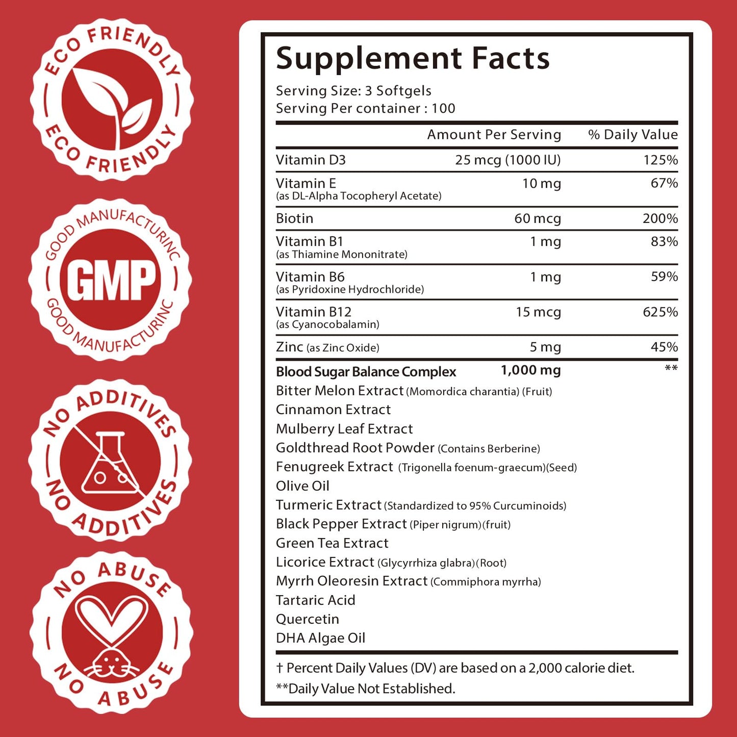 300 Softgels Blood Sugar Complex Supplement | 20+ Active Herbs-Berberine, Cinnamon, Bitter Melon, Mulberry Leaf, Fenugreek, Vitamins for Energy Level, Vitality Support | Clean Formula