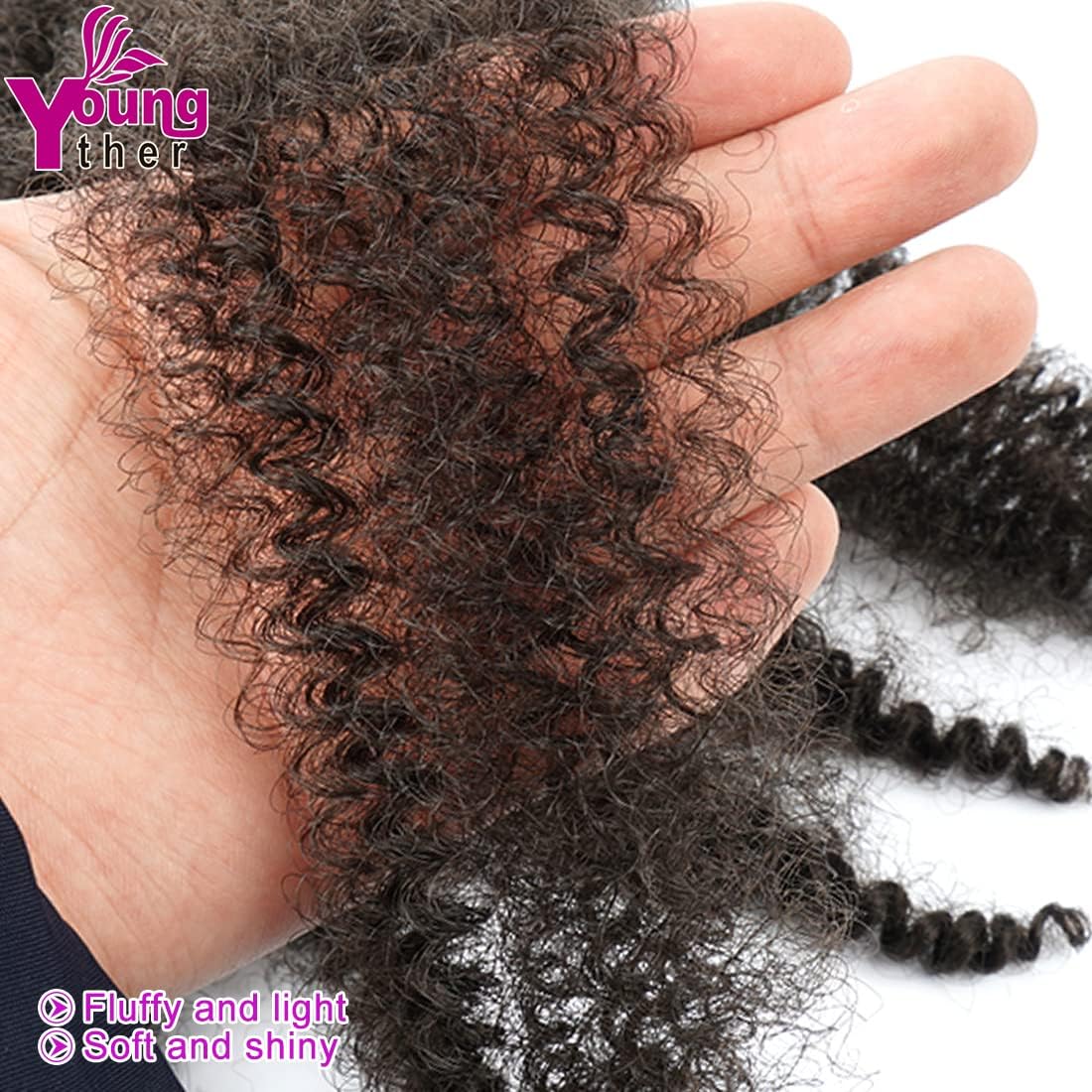Pre-Separated Springy Afro Twist Hair 16 Inch 3 Packs Soft Spring Twist Hair for Butterfly Locs Wrapping Hair For Soft Locs Synthetic Marley Twist Braiding Hair Extensions for Black Women (#4)