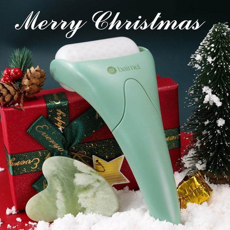 BAIMEI IcyMe Cryotherapy Ice Roller and Gua Sha Facial Tools Reduces Puffiness Migraine Pain Relief, Skin Care Tools for Face Massager Self Care Gift for Men Women - Green