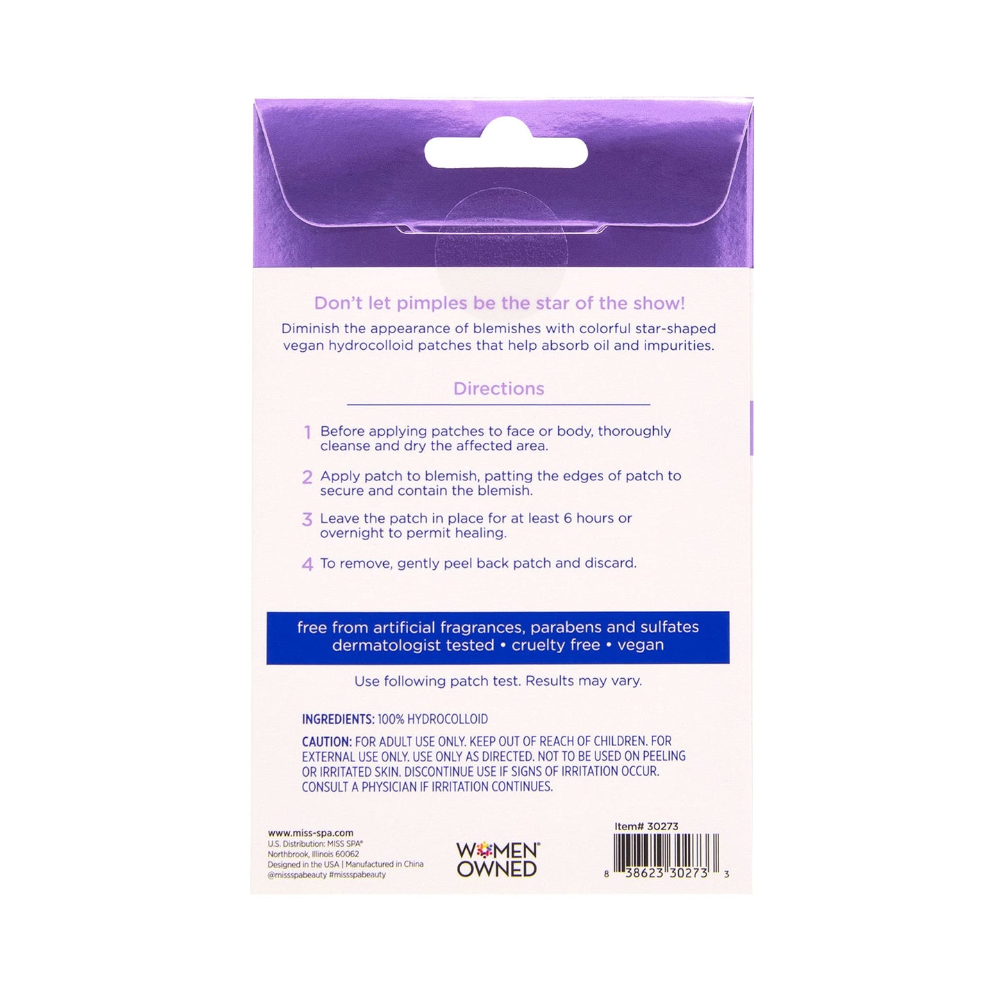 Miss Spa Blemish Patches, 100% Hydrocolloid Pimple Patches for Acne Spot Treatment, Vegan Hydrocolloid Zit Stickers, Star Power, 20 Patches