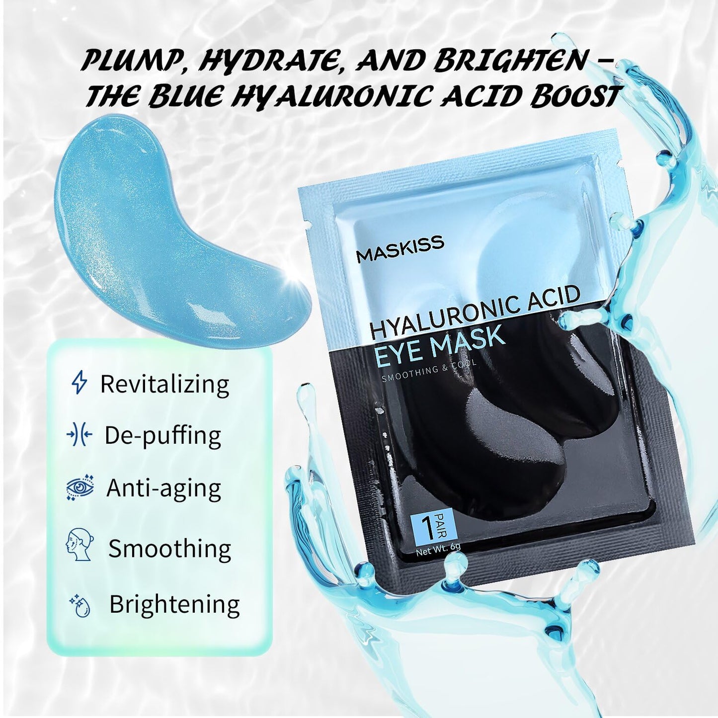 Maskiss Under Eye Patches (25 Pairs), Hyaluronic Acid Eye Masks for Dark Circles Puffy Eyes Undereye Bags, Collagen Eye Patches for Wrinkles and Hydrate, Eye Skin Care Christmas Gift for Women & Men