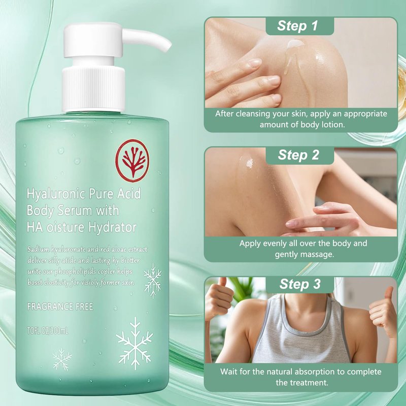 Ha Hyaluronic Acid Body Serum,Body Hydrator Hyaluronic Acid Body Serum,Acido Hialuronico Bodys Serums,Lightweight Fast-Absorbing Body Care For Deep Hydration & Silky(300ML)