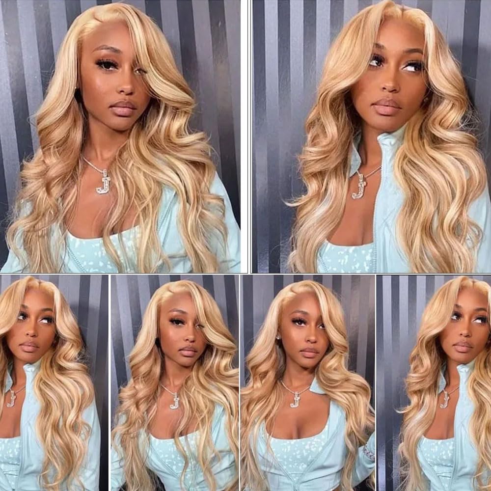 Honey Blonde Body Wave Bundles Human Hair P27/613 Bundles 8 10 12 Inch Two Tone Blonde Bundles Human Hair Brazilian Remy Hair for Black Women