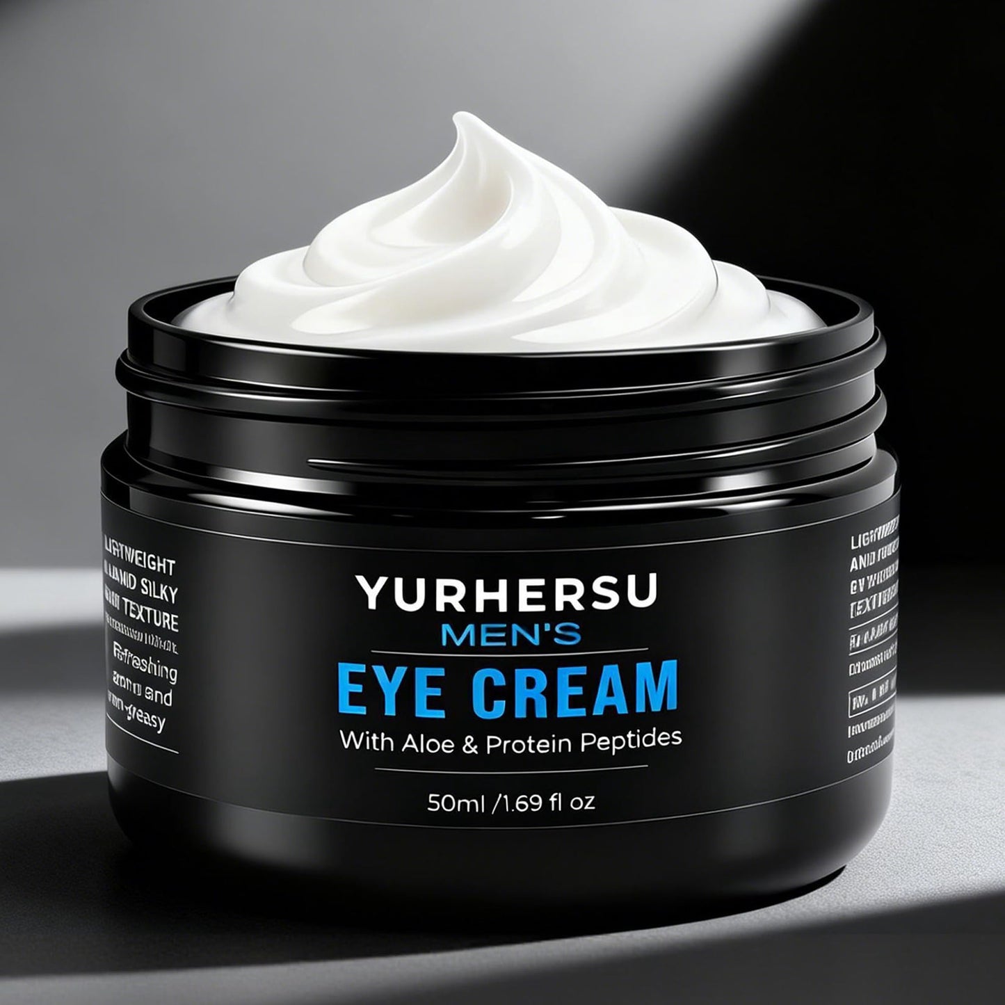 YURHERSU Moisturizing Men's Eye Repair Cream with Aloe & Protein Peptides, Hydrating Under Eye Cream to Reduce Puffiness, Dark Circles, Crows Feet and Bags, Daily Skin Care Treatment Cream, 1.69 oz