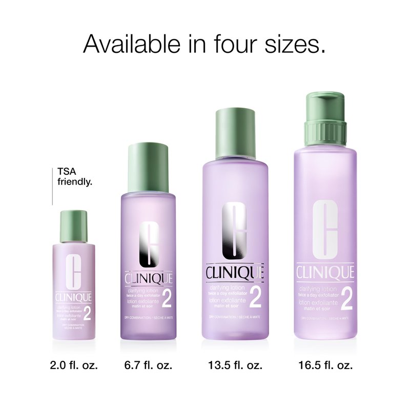 Clinique Clarifying Lotion 2 | Gentle Exfoliator For Dry Combination Skin Types | Face Toner With Witch Hazel | Step 2 in 3-Step Skin Care Routine, 13.5 Fl Oz