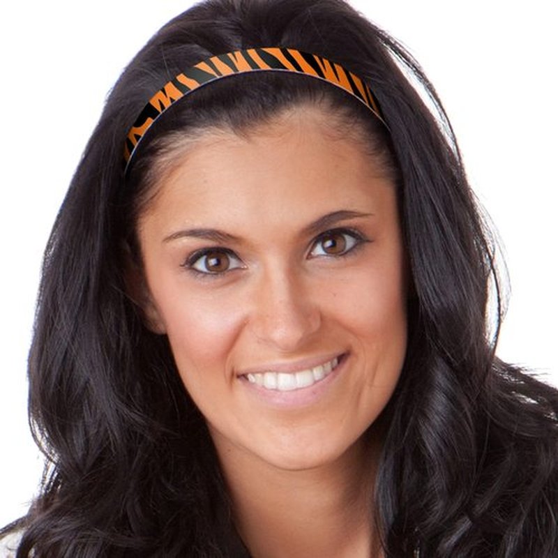 Hipsy Women's Adjustable No Slip Bling Glitter & Bengal Tiger Fashion Headband 3-pack (Skinny Black/Tiger/Orange 3pk)