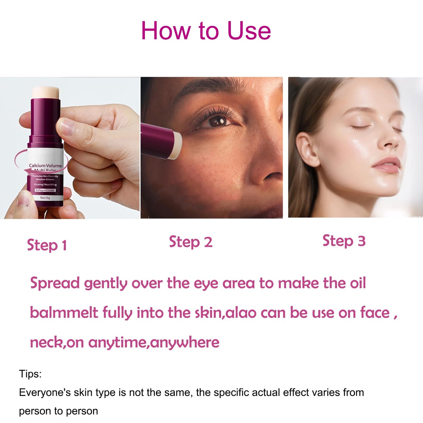 ONMYLOVIN 2-Pack Calcium Multi Balm Stick -Collagen Moisturizing Balm Stick for Face,Eyes & Neck, Anti-Wrinkle Eye Cream, Wrinkle Core Sticks For Firming Skin,Hydrating,Anti-aging