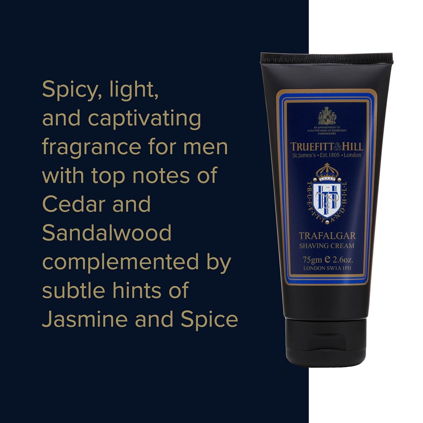 Truefitt & Hill Shaving Cream Tube - 1805 - Premium Glycerin-Based Lather, Smooth Glide, and Hydration for a Luxurious Shave - 2.65 oz