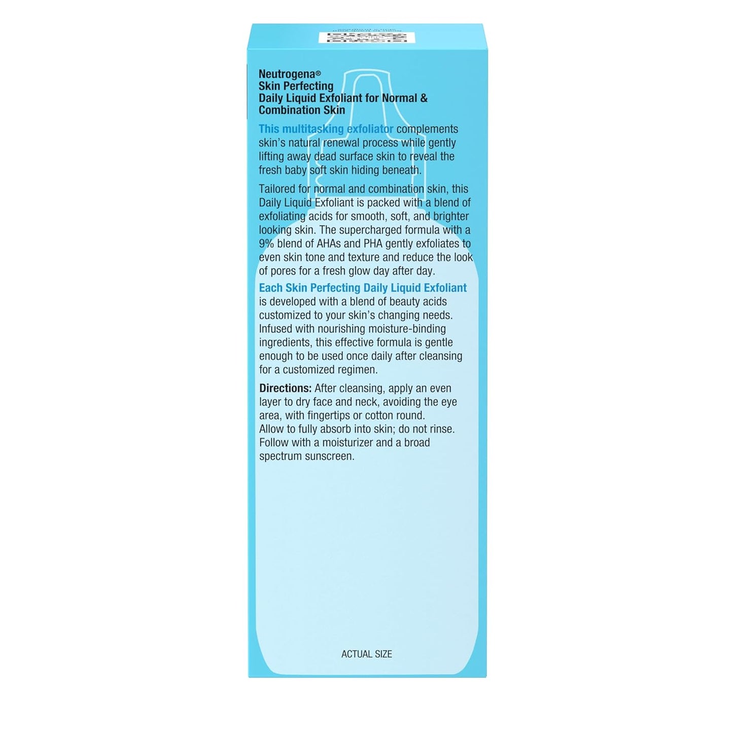 Neutrogena Skin Perfecting Daily Liquid Facial Exfoliant with 9% AHA/PHA Blend for Normal & Combination Skin, Smoothing & Brightening Leave-On Exfoliator, Oil- & Fragrance-Free, 4 fl. oz