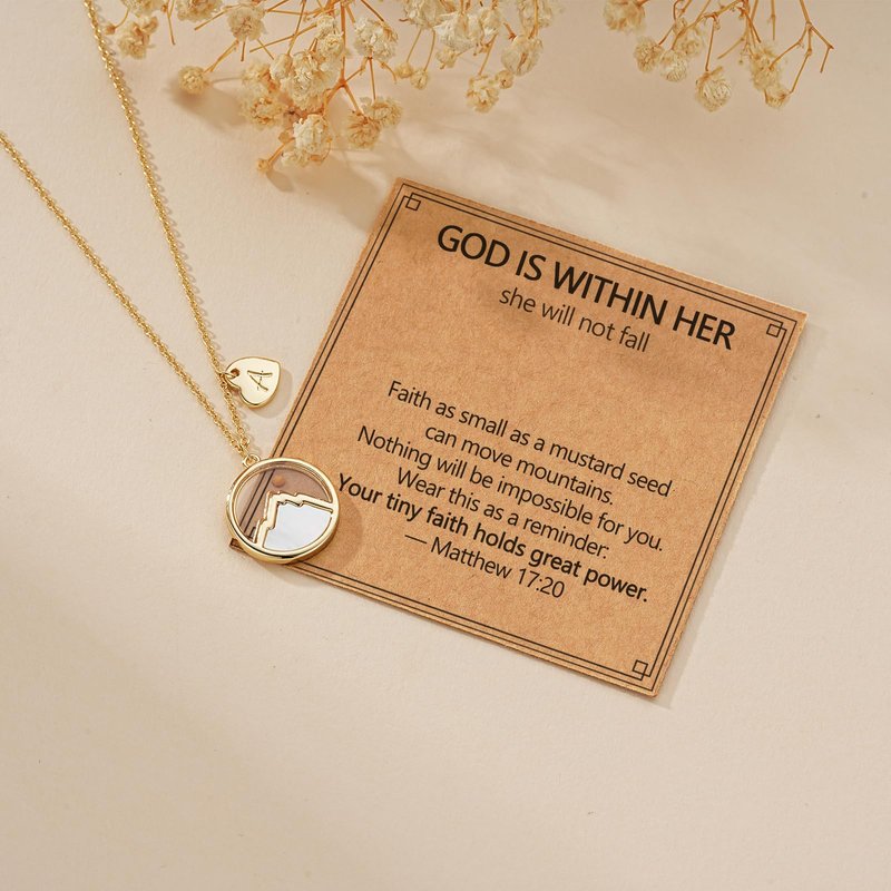 Pavkki Mustard Seed Necklace Graduation Gifts Initial Letter A Teen Girl Gifts Jewelry Trendy Stuff Mountain Faith Confirmation First Communion Baptism Christian Religious Birthday Gifts for Kids Women