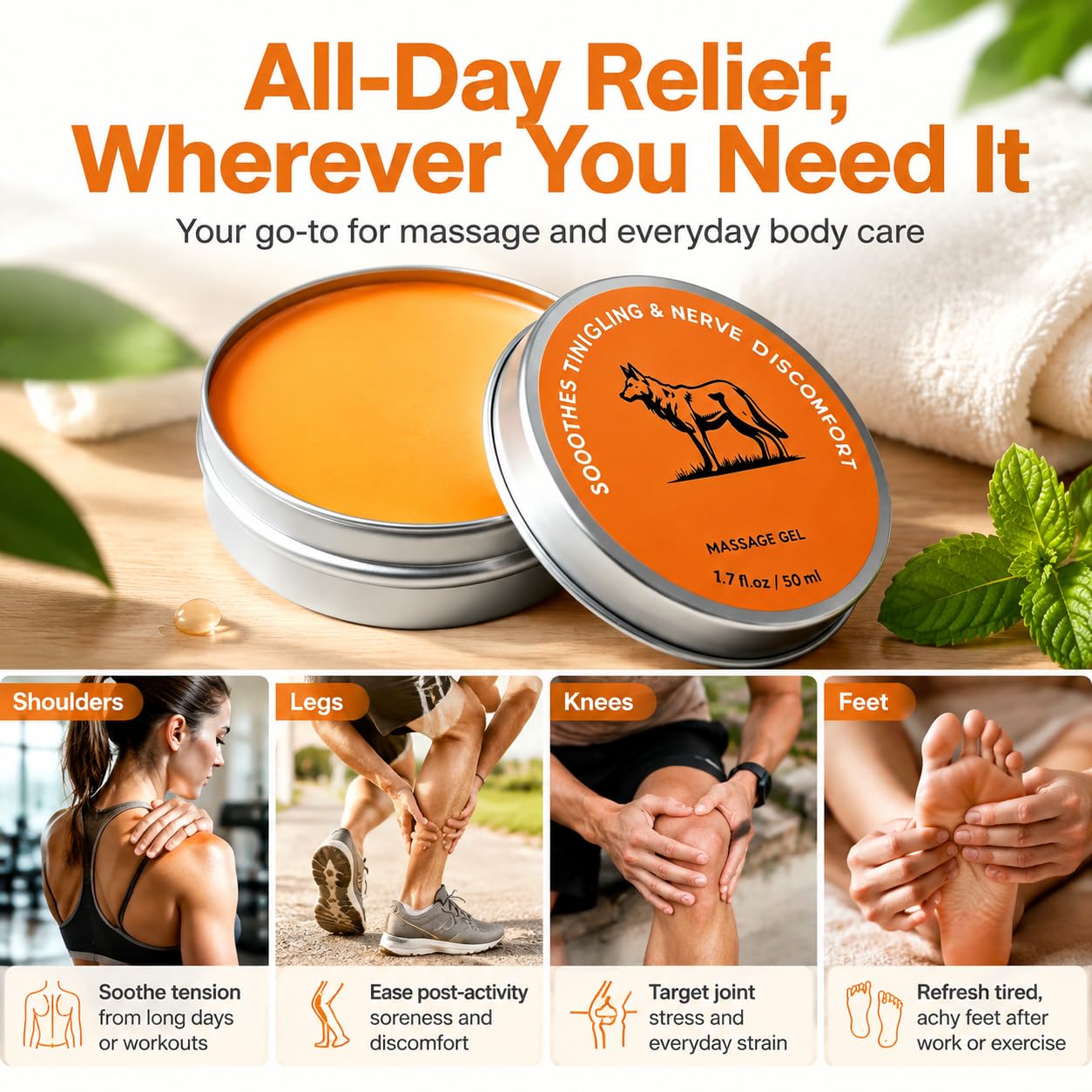 Nerve Relief Balm for Neuropathy Neuro Magnesium Balm with Menthol & MSM, Cooling Soothing Massage Cream for Muscle & Joint Comfort(1.7 Fl Oz (Pack of 2)