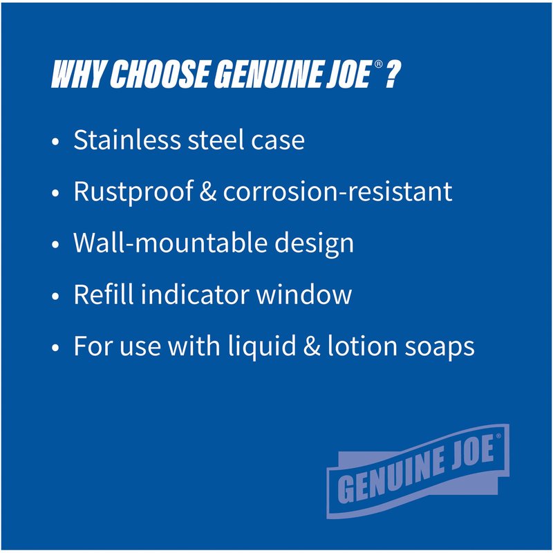 Genuine Joe GJO02201 Stainless Steel Manual Soap Dispenser, 31.5 fl oz Capacity