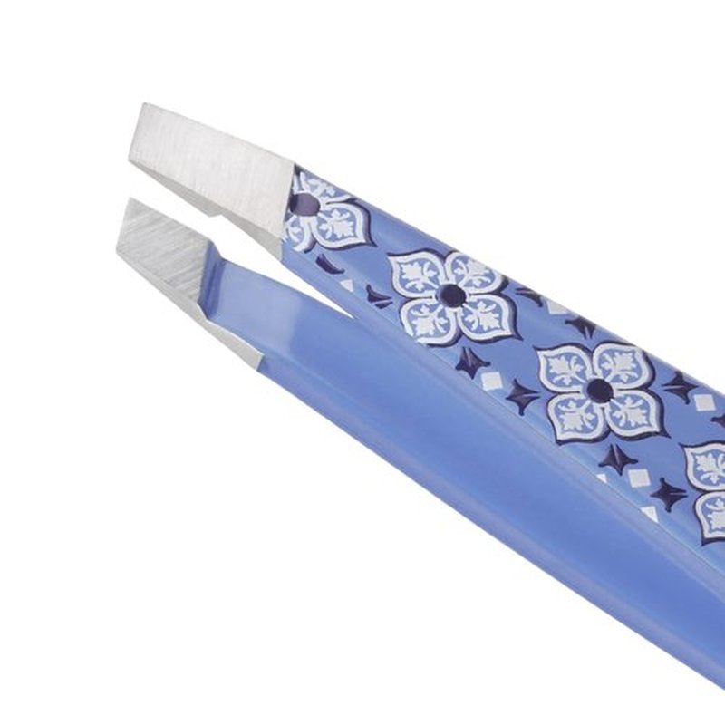 Tweezerman Lisbon Sea Mini Slant Tweezer - Tweezers for Eyebrows, Travel Tweezers for Eyebrows, Facial Hair, Ingrown Hair