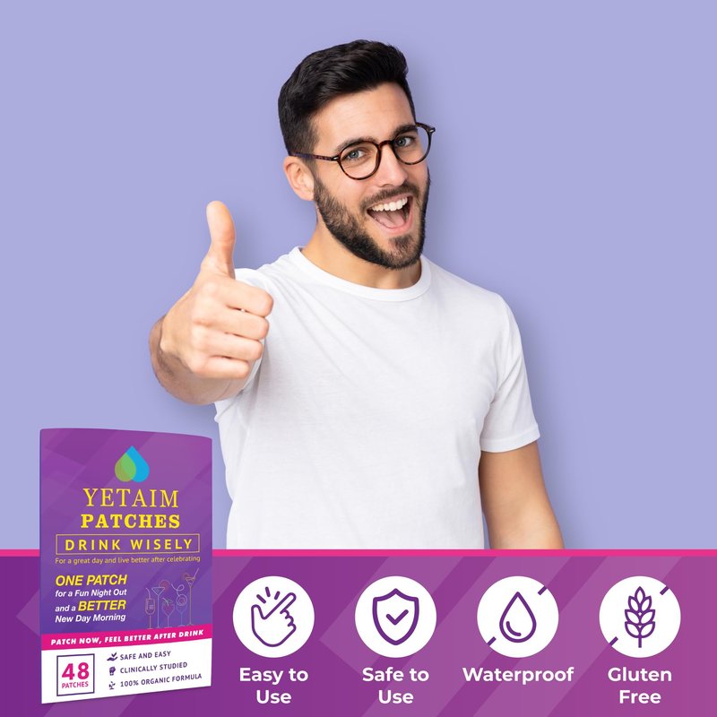 YETAIM Recovery Patches for Men Women: 48 Pack Energy Boost Fast Recovery - Day Night Party Support - Apply on Arm Neck Wrist Back for Party Fun Morning Revival - Power Purple