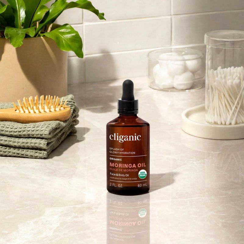 Cliganic Organic Moringa Oil (2oz), 100% Pure - For Face & Hair | Natural Cold Pressed (Packaging May Vary)