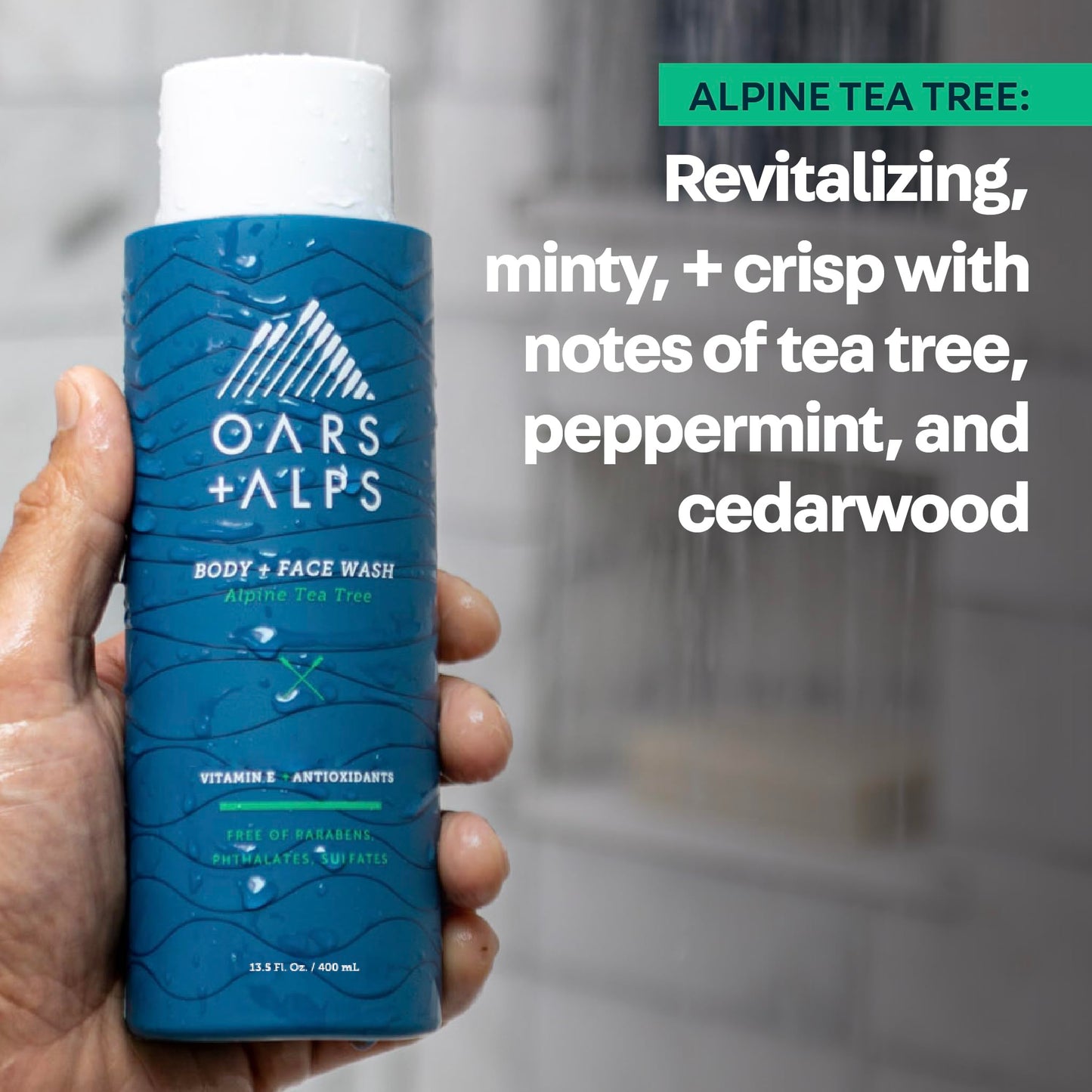 Oars + Alps Mens Body & Face Wash, Moisturizing Body Wash, 2pk, 13.5 Fl Oz