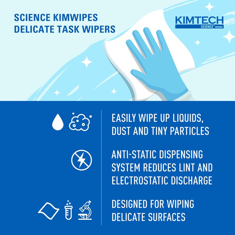 Kimtech Science Kimwipes Disposable Task Wipers 11-4/5 x 11-4/5" 34133, 15 Pack, 2940 Wipes