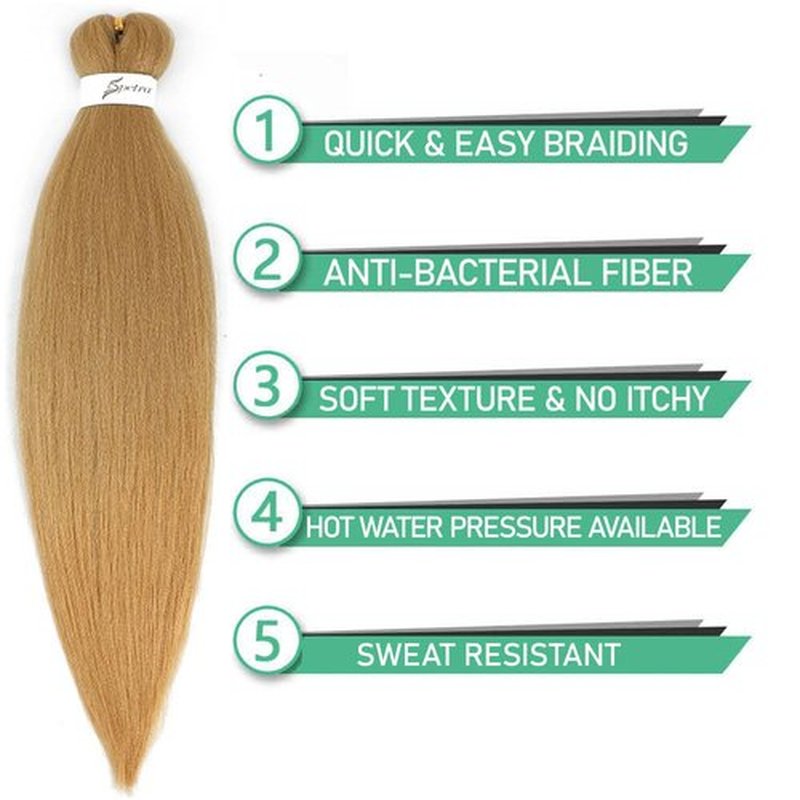 SOKU Pre Stretched Braiding Hair Extensions 24 Inch - 8 Packs Strawberry Honey Blonde Box Braids Synthetic Professional Crochet EZ Braid Neat Yaki Texture Hot Water Setting