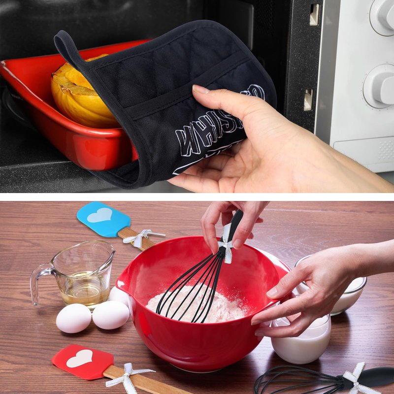 FillTouch 12 Pcs Bridal Shower Games Prize Potholder Silicone Spatula Whisk Wedding Gifts Bridal Shower Potholders for Kitchens Utensils Guests Games Prize Favors Spread Love Sweet