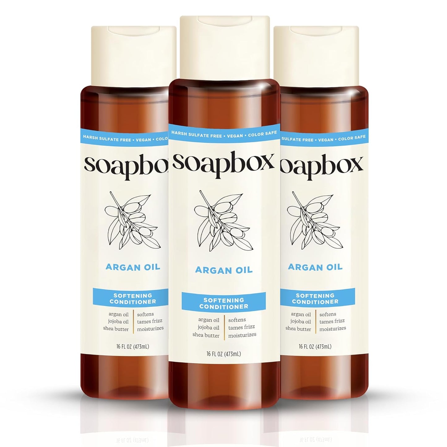 Soapbox Argan Oil with Shea Butter Conditioner, Volumizing, Vegan, Color Safe, Sulfate & Silicone Free Hair Conditioner, 16oz, Pack of 3