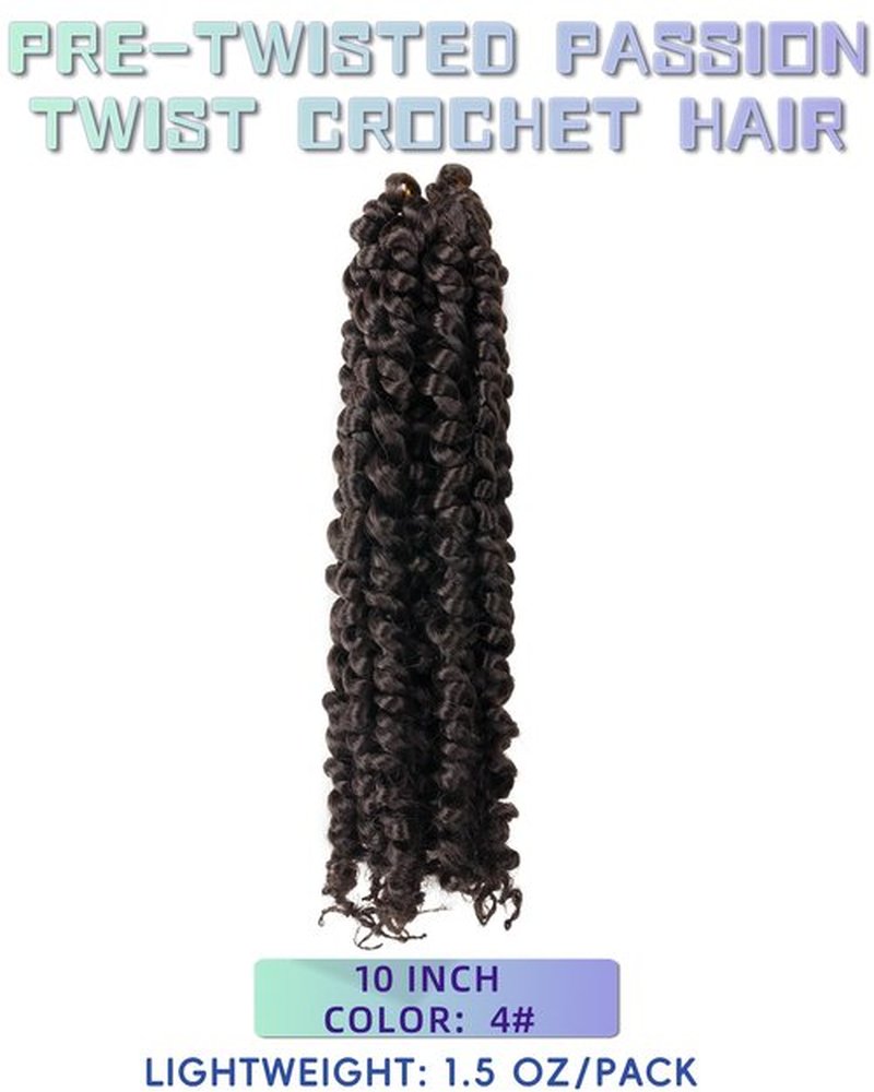 10 Inches 8 Packs Pre Looped Pretwisted Passion Twist Crochet Hair for Black Women and Kids-Light Brown,Soft Hair Extensions Braided by Synthetic Spring Kinky Twist Bohemian Curls(10"-8 Packs,4#)