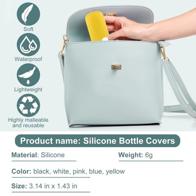 NACHLYNN 10 Pack Silicone Bottle Covers Yellow Silicone Travel Size Container Sleeves Travel Bottle Covers Reusable Travel Sleeves for Toiletries for Men Women Travel Toiletry Bag Accessories