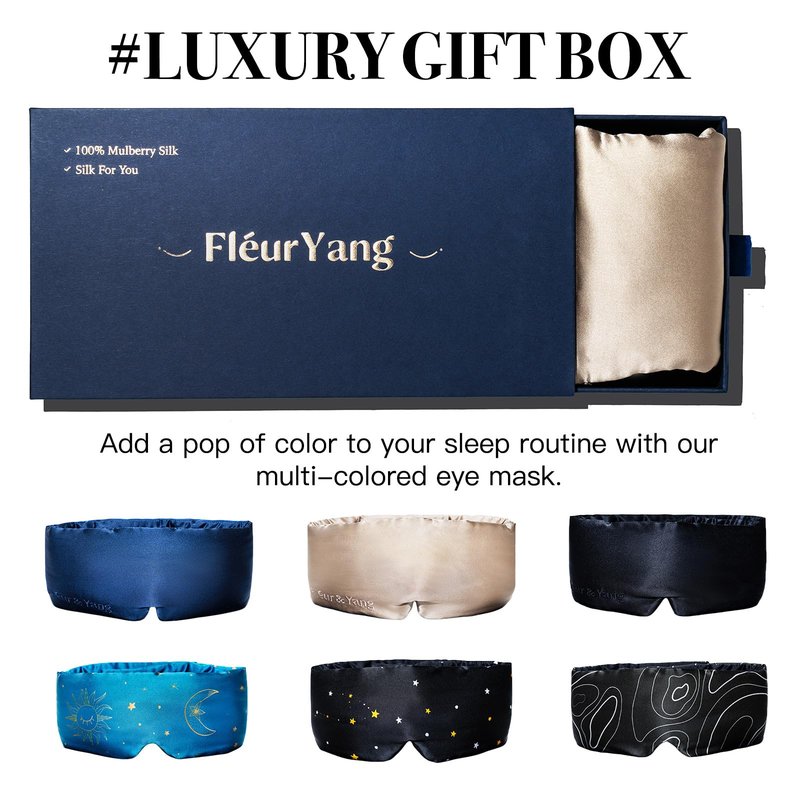 Fleur&Yang Silk Sleep Mask, Adjustable Blackout Sleeping Mask for Men Women, Soft Breathable 100% Mulberry Silk Fabric, Cooling Eye Cover Blindfold for DeepSleep or Meditation (Flax Gold)