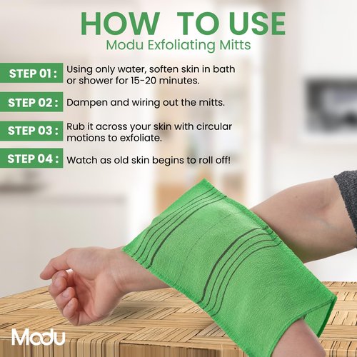 Modu 10 Pcs Korean Exfoliating Mitt Bath Washcloth 9.1 X 6 in-Asian Italy Towel (Large 10 Pcs Green)