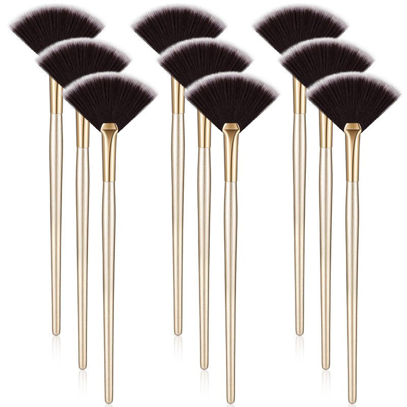 9 Pieces Facial Fan Mask Brushes, Soft Facial Applicator Brushes Tools for Peel Glycolic Makeup for Mud Cream(Brown)