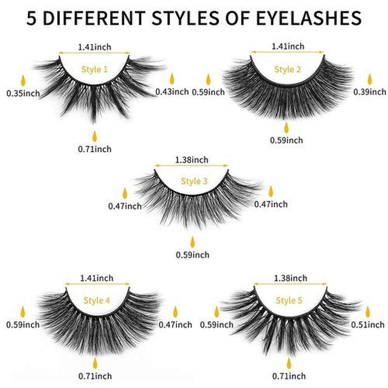 DYSILK False Eyelashes Fake Lashes - Eyelashes Natural Look 5 Pairs 6D Lashes Mink Eyelashes 5 Styles Mixed Fluffy Lashes Reusable Fake Eyelashes Wispy Mink Lash Natural Look| 15mm-18mm