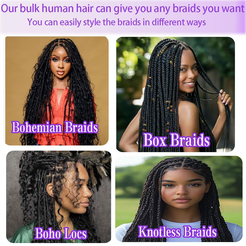ZFY Human Braiding Hair 100g 20 Inch Deep Wave Bulk Human Hair for Braiding Boho Braids 100% Unprocessed Brazilian Virgin Human Hair Extensions No Weft 2 Bundle/Pack Dark Brown