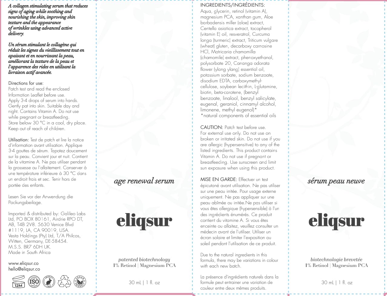 Elisqur Age Renewal Serum with 1% Retinol – Anti-Aging Face Treatment, Wrinkle Serum for Women with Magnesium & Centella, Paraben-Free, Vegan, Clean Ingredients