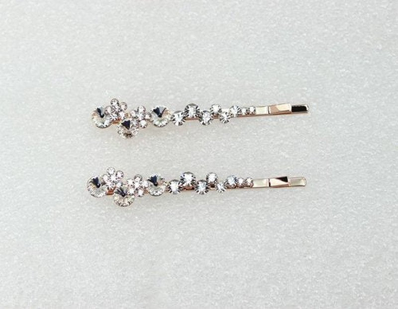 Faship A Pair Of Clear Premium Rhinestone Crystal Floral Hair Clips Pins 2 Pcs