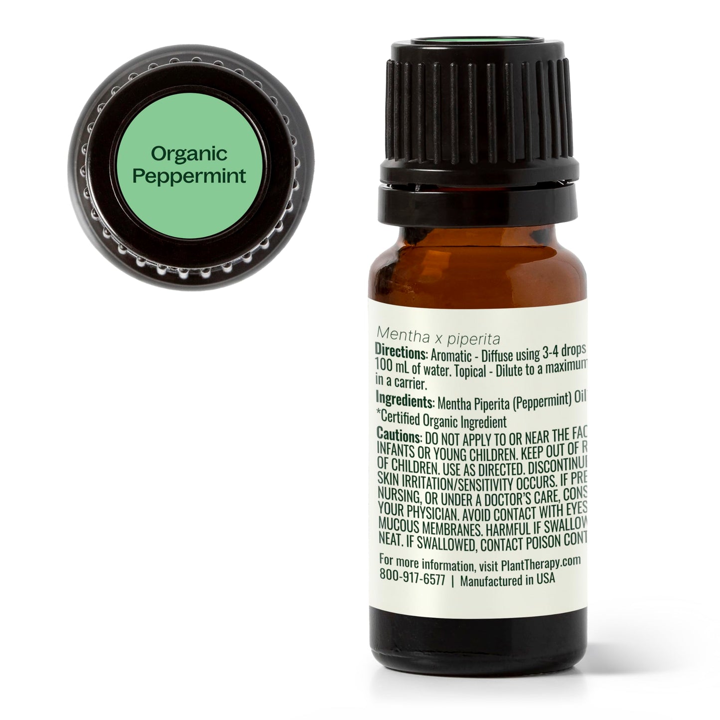 Plant Therapy Organic Peppermint Essential Oil 10 mL (1/3 oz), 100% Pure, Undiluted, USDA Certified Organic, Undiluted, Natural Aromatherapy, for Neck Tension and Muscle Discomfort