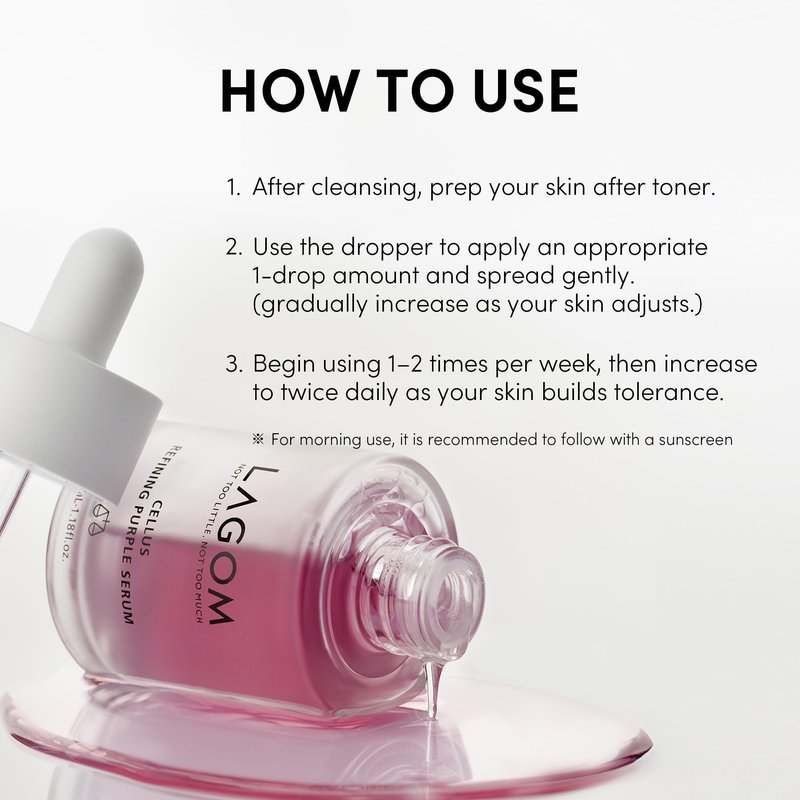 LAGOM Cellus Refining Purple Serum, 10% Azelaic Acid, Ceramide&Panthenol, Herb Extract, Sensitive skin, Redness Soothing, Spot Care, Korean Skincare 1.18 Fl Oz
