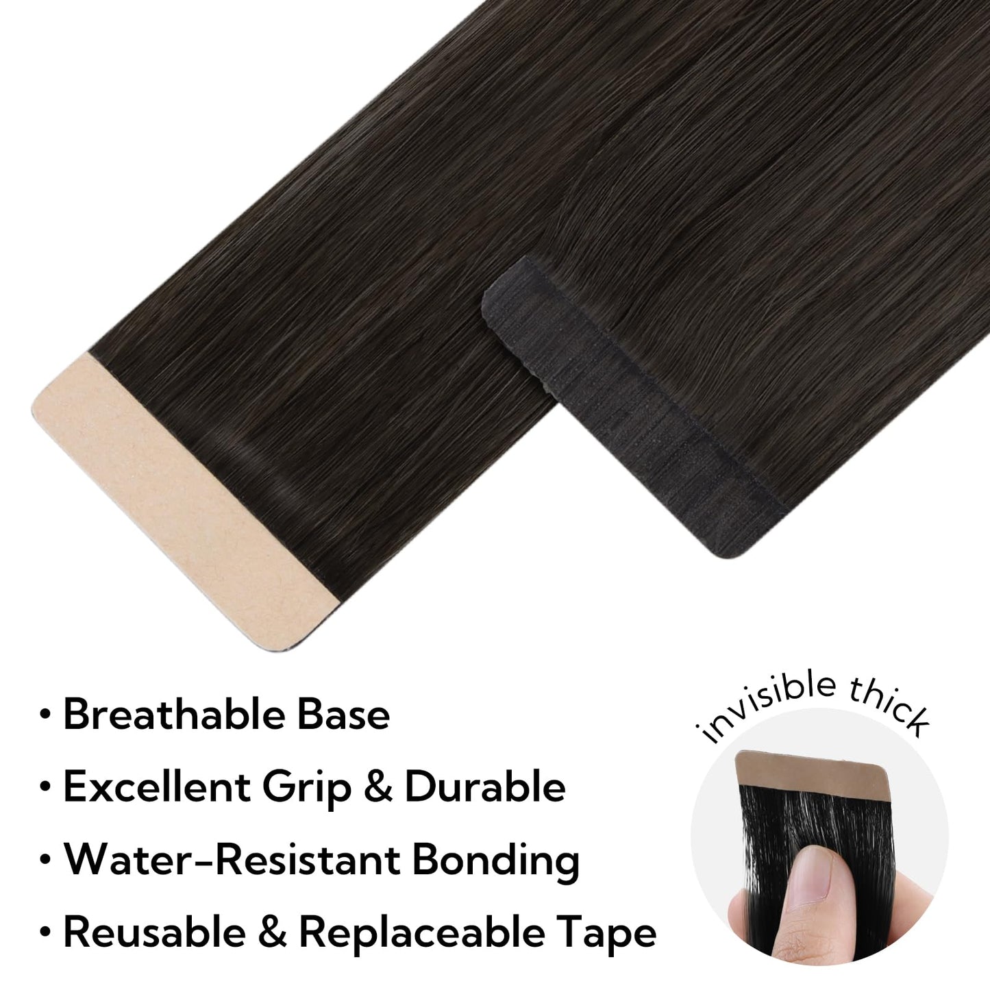HOTBANANA Tape in Hair Extensions, 22 Inch 10pcs Dark Brown Tape in Hair Extensions Human Hair Tape Hair Extensions Straight Remy Human Hair Tape in Extensions