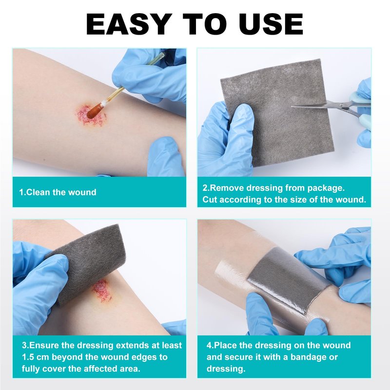 Ag Silver Calcium Alginate Wound Dressing 4" x 4", Non Stick Pads for Wounds, Soft Silver Dressing for Wound Care, Highly Absorbent Dressing Gauze Pads, 15 Packs