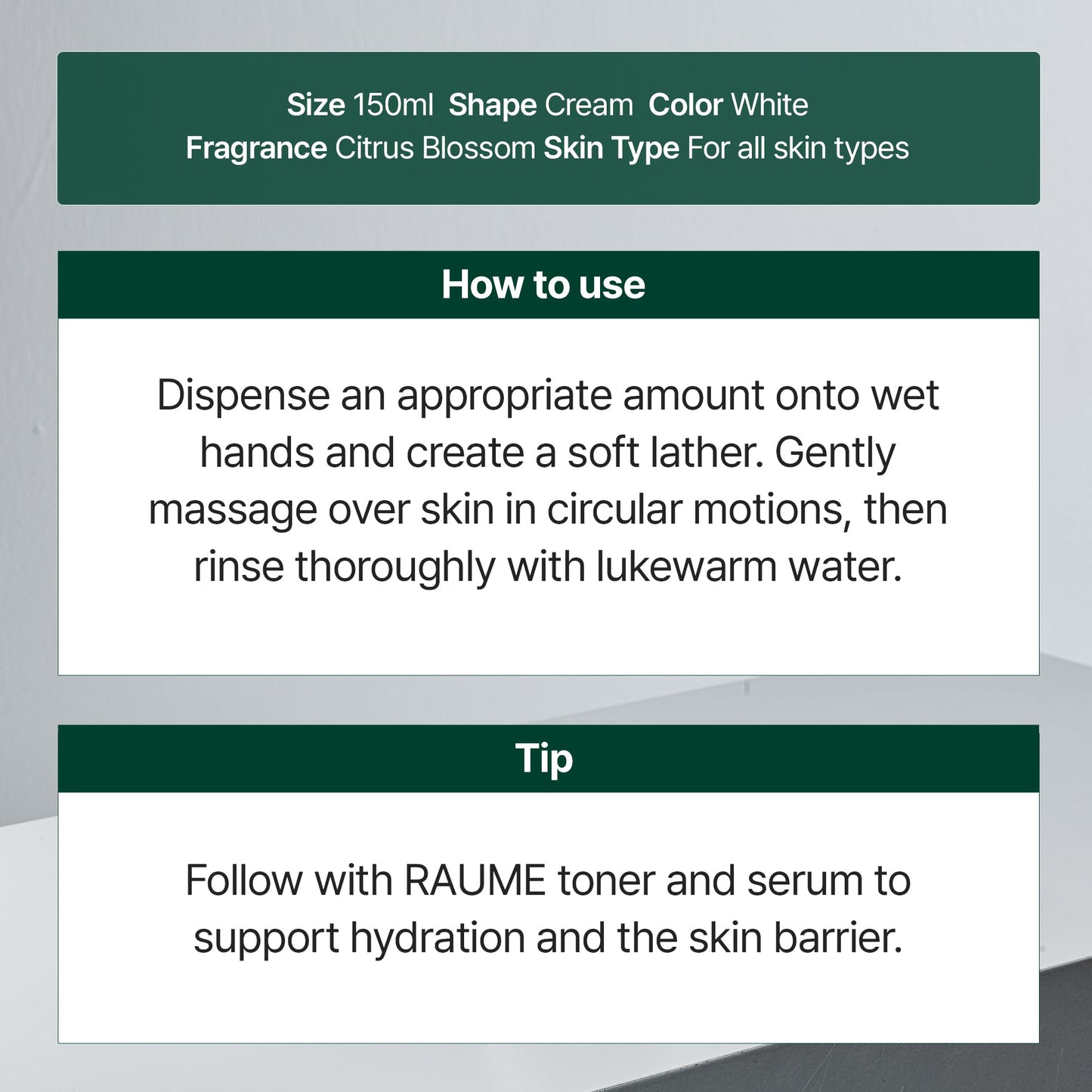 RAUME Hydrating pH Balancing Foam Cleanser, Low pH 5.5 Face Wash with Green Tea Extract, Ceramide Complex and Citrus Fruit Water for Soft Moisture Finish, Korean Skin Care (5.07 fl oz / 150 mL)