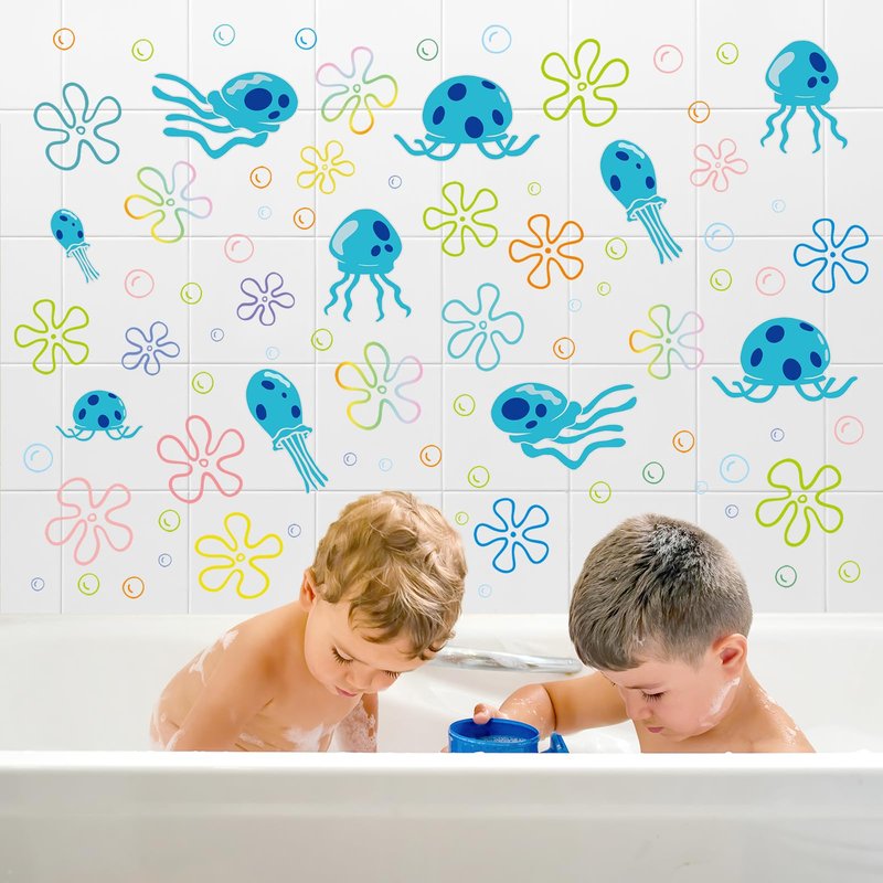 Rotumaty 117 PCS Jellyfish Bubbles Wall Stickers Under The Sea Birthday Party Decorations Ocean Wall Decals Summer Party Supplies Wall Decor for Bathroom Nursery Bedroom Home School Car