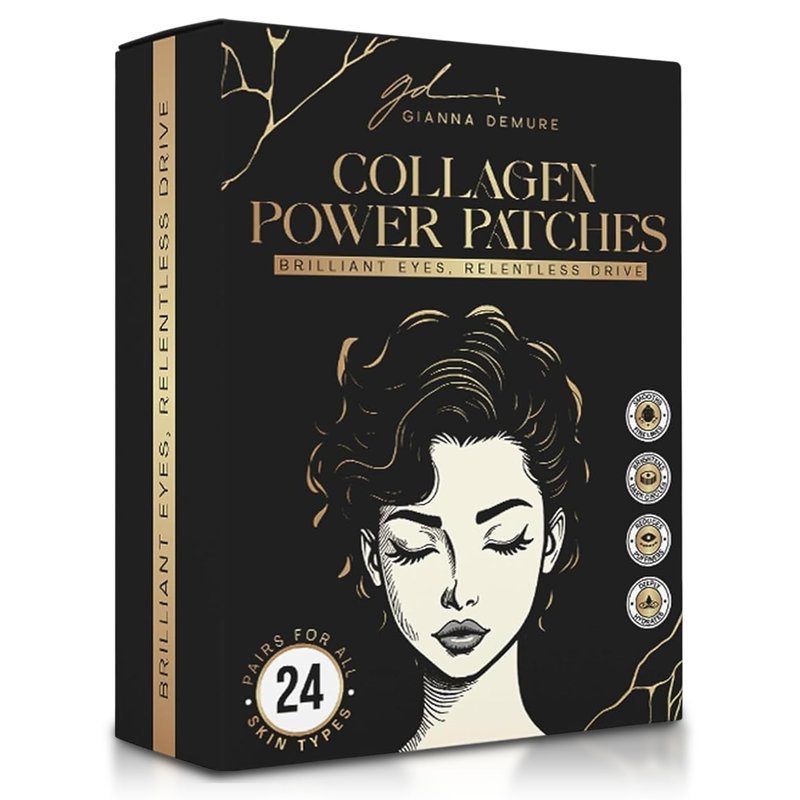 Gianna Demure Undereye Mask Patches for Dark Circles, Puffiness & Wrinkles, Gold Eye Mask with Collagen, Caffeine & Hyaluronic Acid, Vegan & Cruelty-Free Eye Patches for Women and Men (24 Pairs)