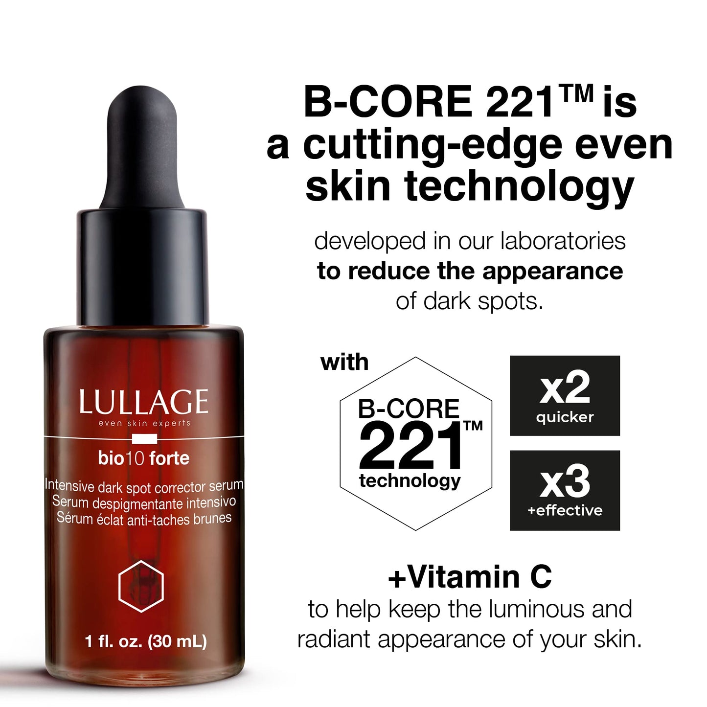 Dark Spot Corrector bio10 Forte with Vitamin C & B-CORE 221TM, Dark Spot Corrector Serum (Dropper)