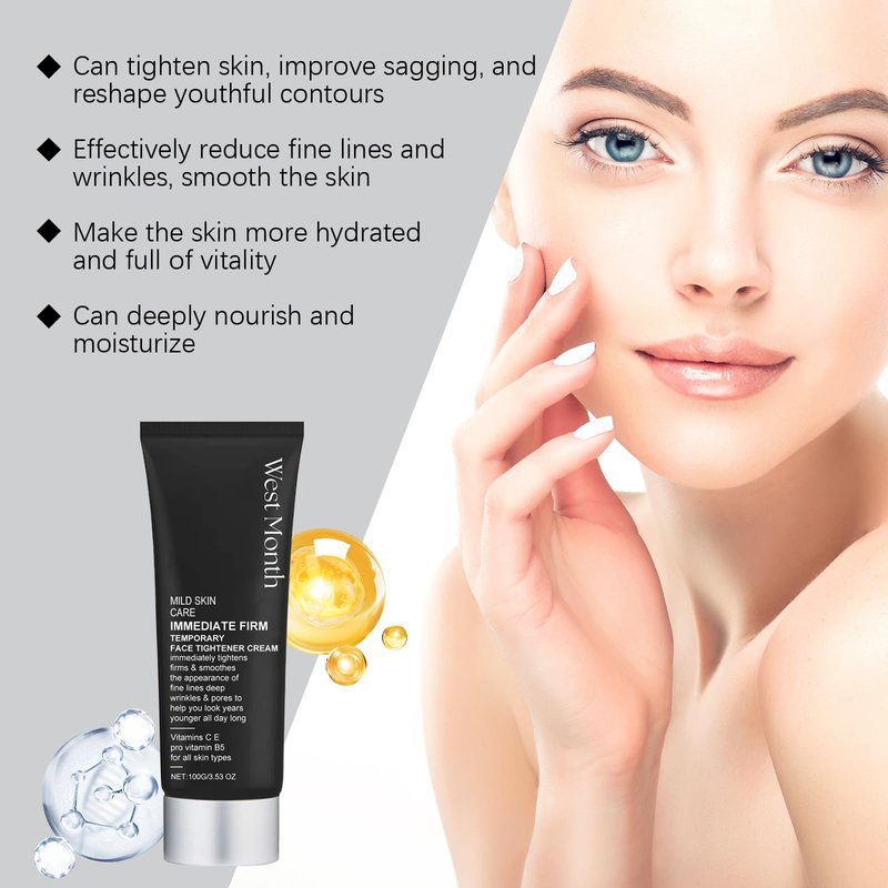 Instant Firming Face Cream, Temporary Face Tightener with Deep Moisturizing, Anti-Aging Skin Care for Fine Lines, Wrinkles, 3.53 Oz