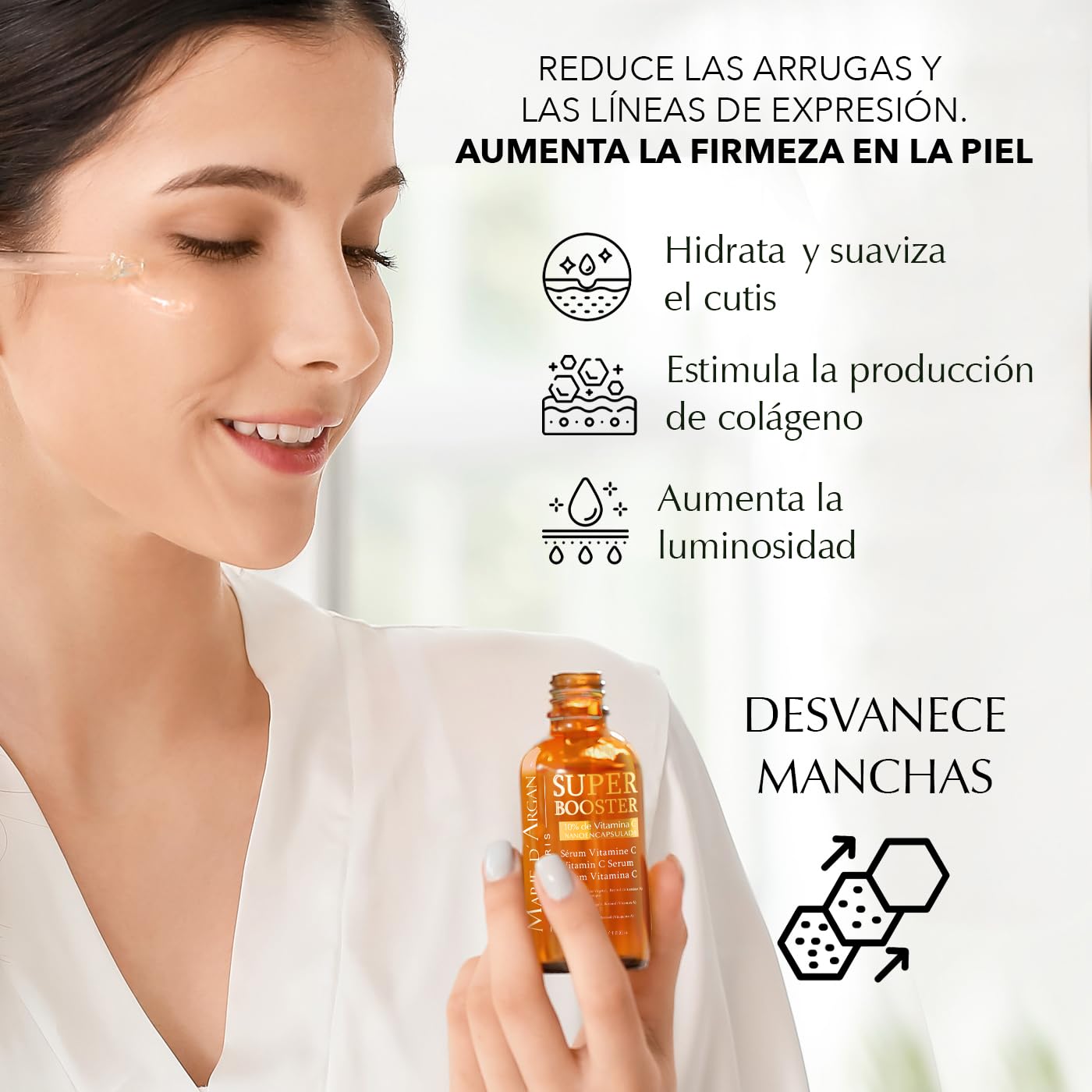 Marie d'Argan Vitamin C Super Booster Face Serum 30 ml - With Retinol, Sodium Hyaluronate, Collagen and Brightening and 10% Pure Vit C Brightening and Anti-Aging